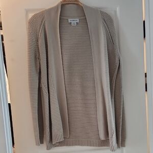 Liz Claiborne Cream Open-Front Cardigan